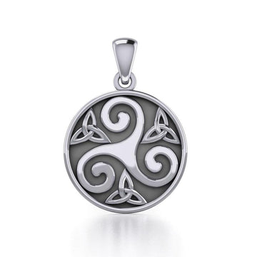 Triskelion Spiral with Trinity Knot Silver Pendant TPD5609 - Jewelry